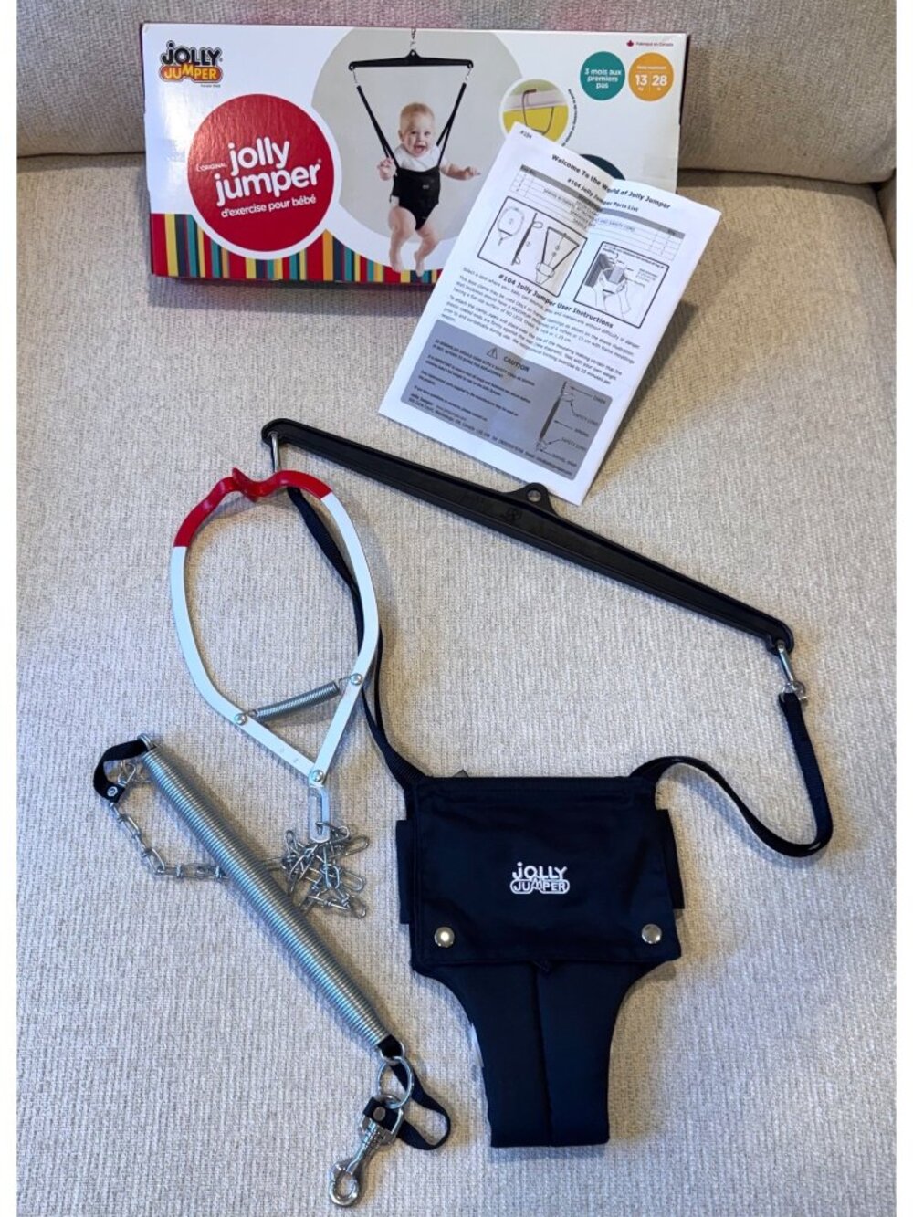 Jolly Jumper Baby Exerciser for Infants 3 months - Walking Age EUC Black Door